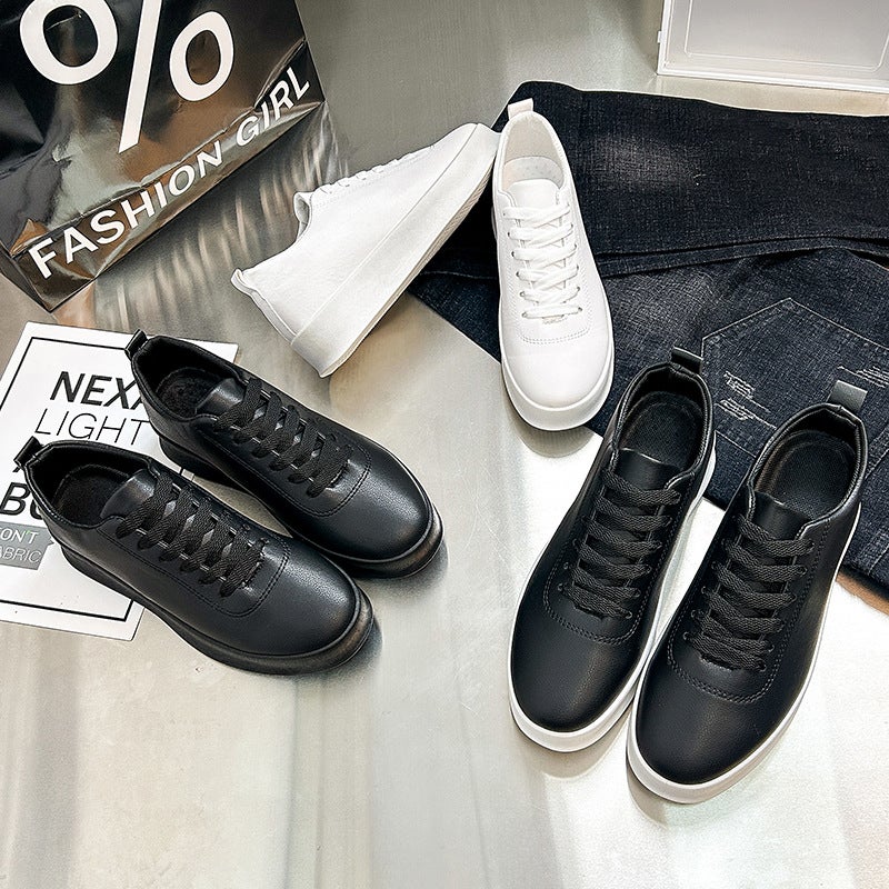 Four Seasons Men'S Shoes Slip-On Skate Shoes Small Black Lazy Shoes Men'S Casual Light Sneaker Student Lace-Up Shoes - Image 5